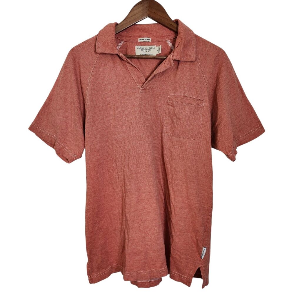 American Eagle Outfitters Vintage Slim Fit SS Polo w/Pocket Burnt Orange Mens M